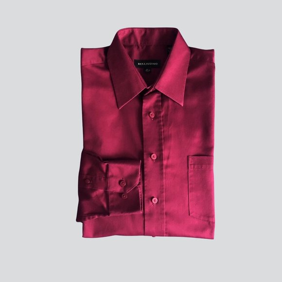 Bellissimo Burgundy Dress Shirt Size 16R - Picture 1 of 10
